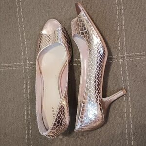 Snakeprint Open Toe Pumps